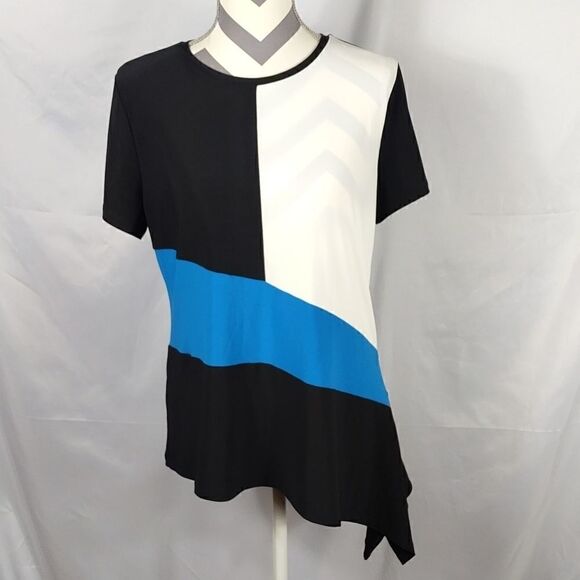 NWT DKNY Color Block Asymmetrical Blouse - Picture 1 of 8